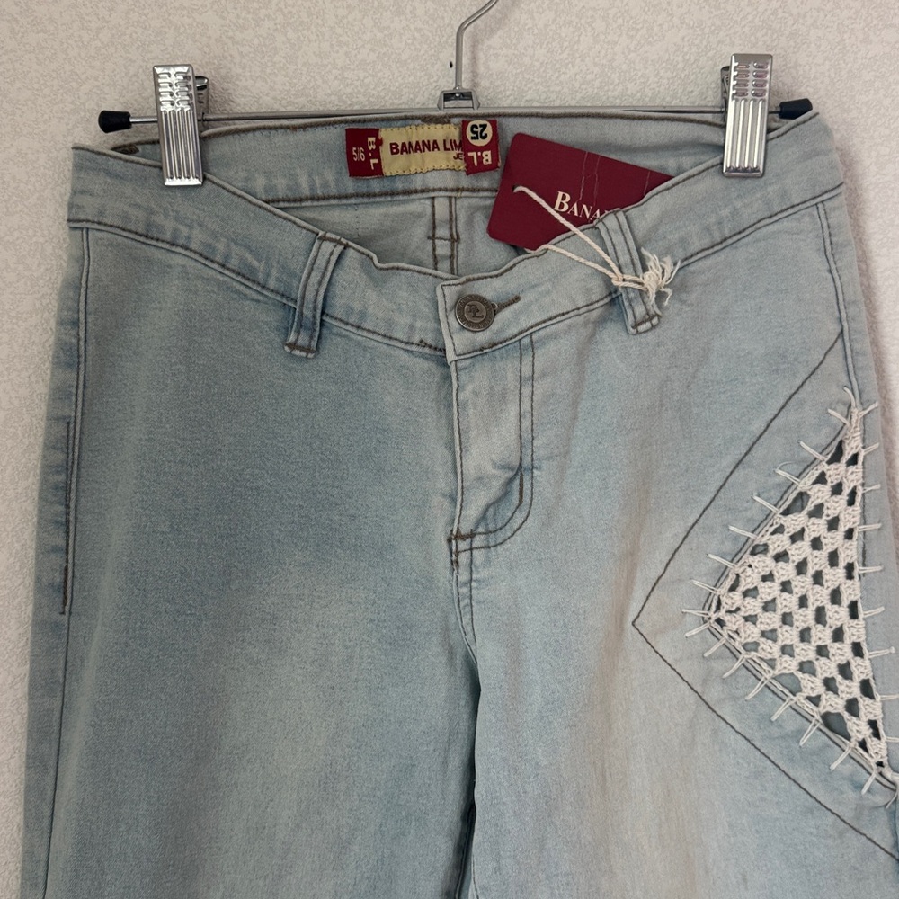 Banana Limon Brazilian Jeans Women SZ 25 Crochet Boho Flare SZ  5/6 sale🔥🔥🔥